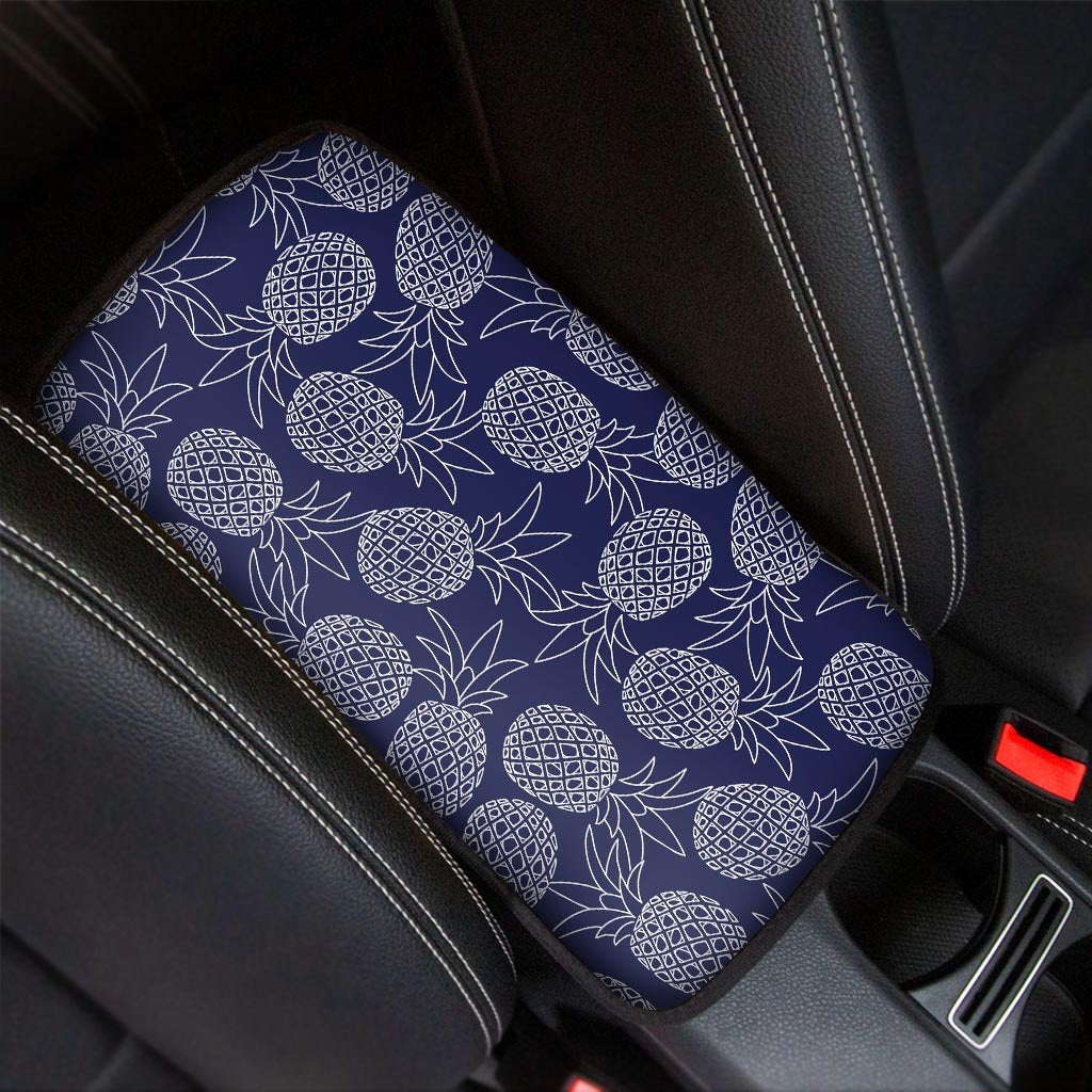 Blue Pine Pineapple Print Car Console Cover-grizzshop