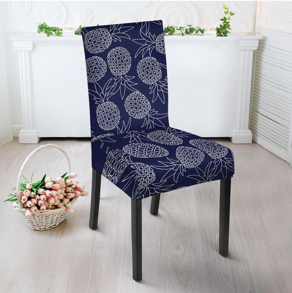 Blue Pine Pineapple Print Chair Cover-grizzshop