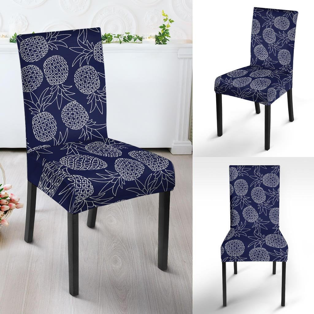 Blue Pine Pineapple Print Chair Cover-grizzshop