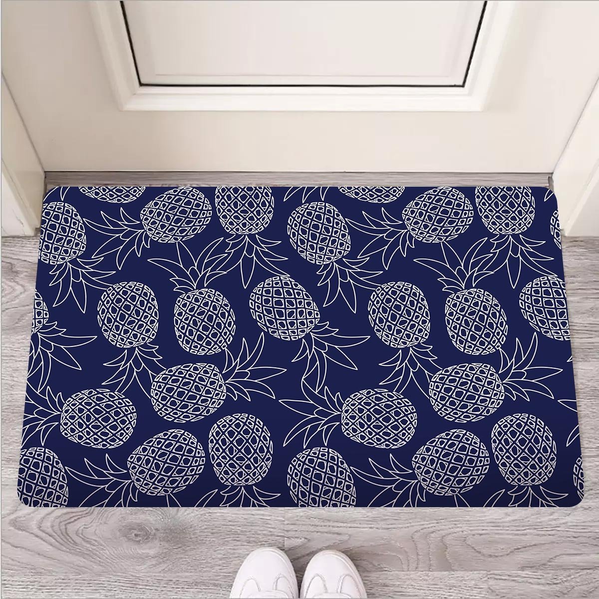 Blue Pine Pineapple Print Door Mat-grizzshop