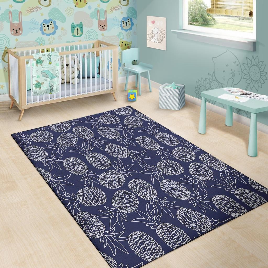 Blue Pine Pineapple Print Floor Mat-grizzshop