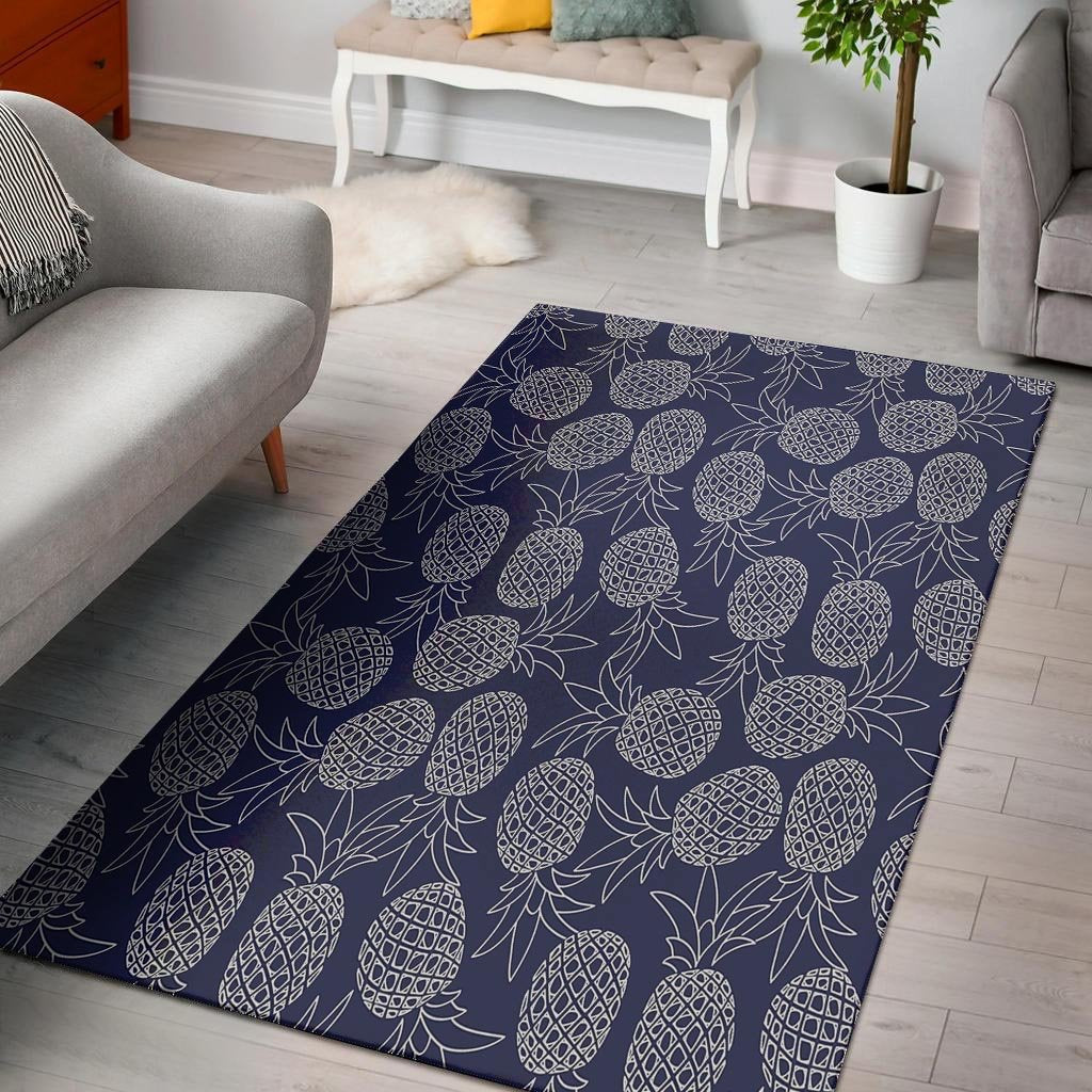 Blue Pine Pineapple Print Floor Mat-grizzshop