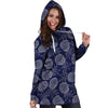 Blue Pine Pineapple Print Hoodie Dress-grizzshop