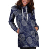 Blue Pine Pineapple Print Hoodie Dress-grizzshop