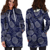 Blue Pine Pineapple Print Hoodie Dress-grizzshop