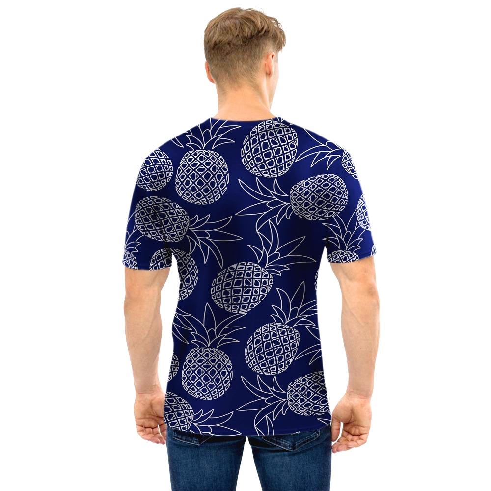 Blue Pine Pineapple Print Men T Shirt-grizzshop