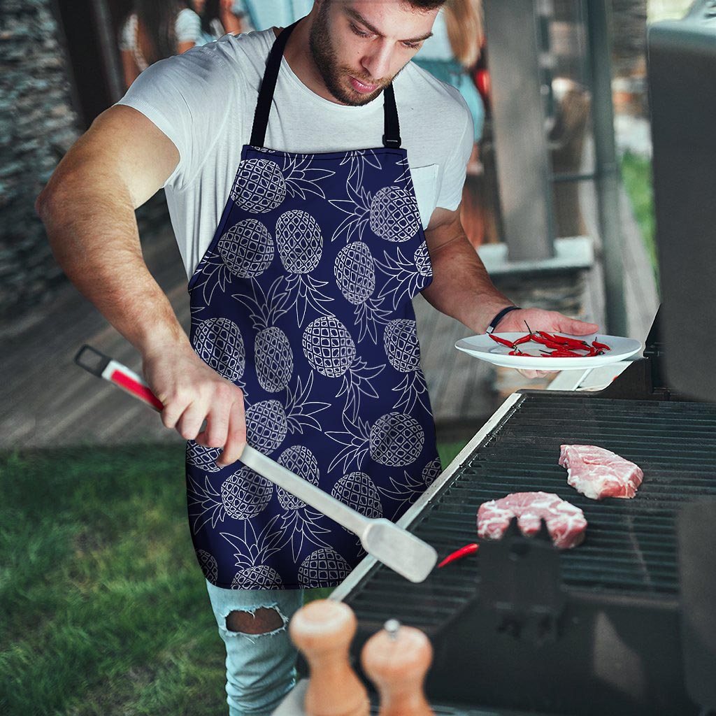 Blue Pine Pineapple Print Men's Apron-grizzshop