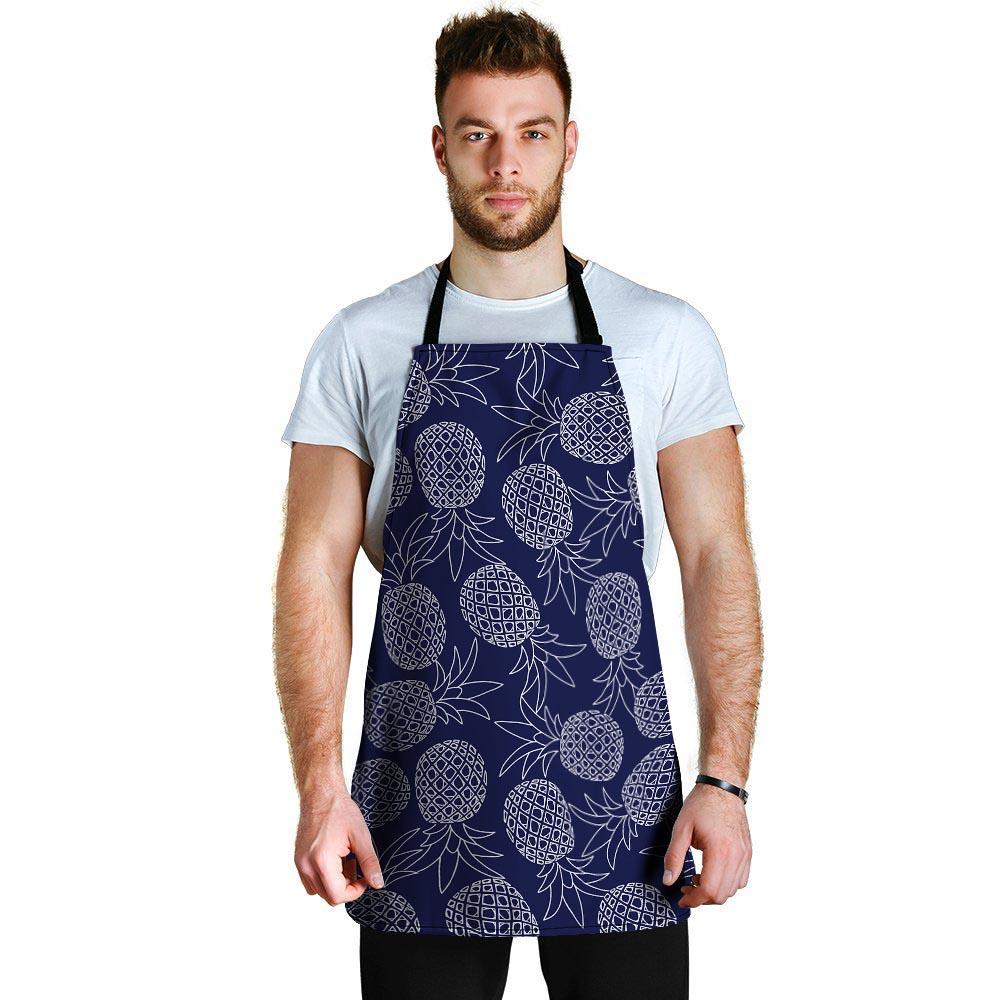 Blue Pine Pineapple Print Men's Apron-grizzshop