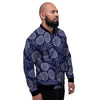 Blue Pine Pineapple Print Men's Bomber Jacket-grizzshop