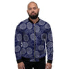 Blue Pine Pineapple Print Men's Bomber Jacket-grizzshop