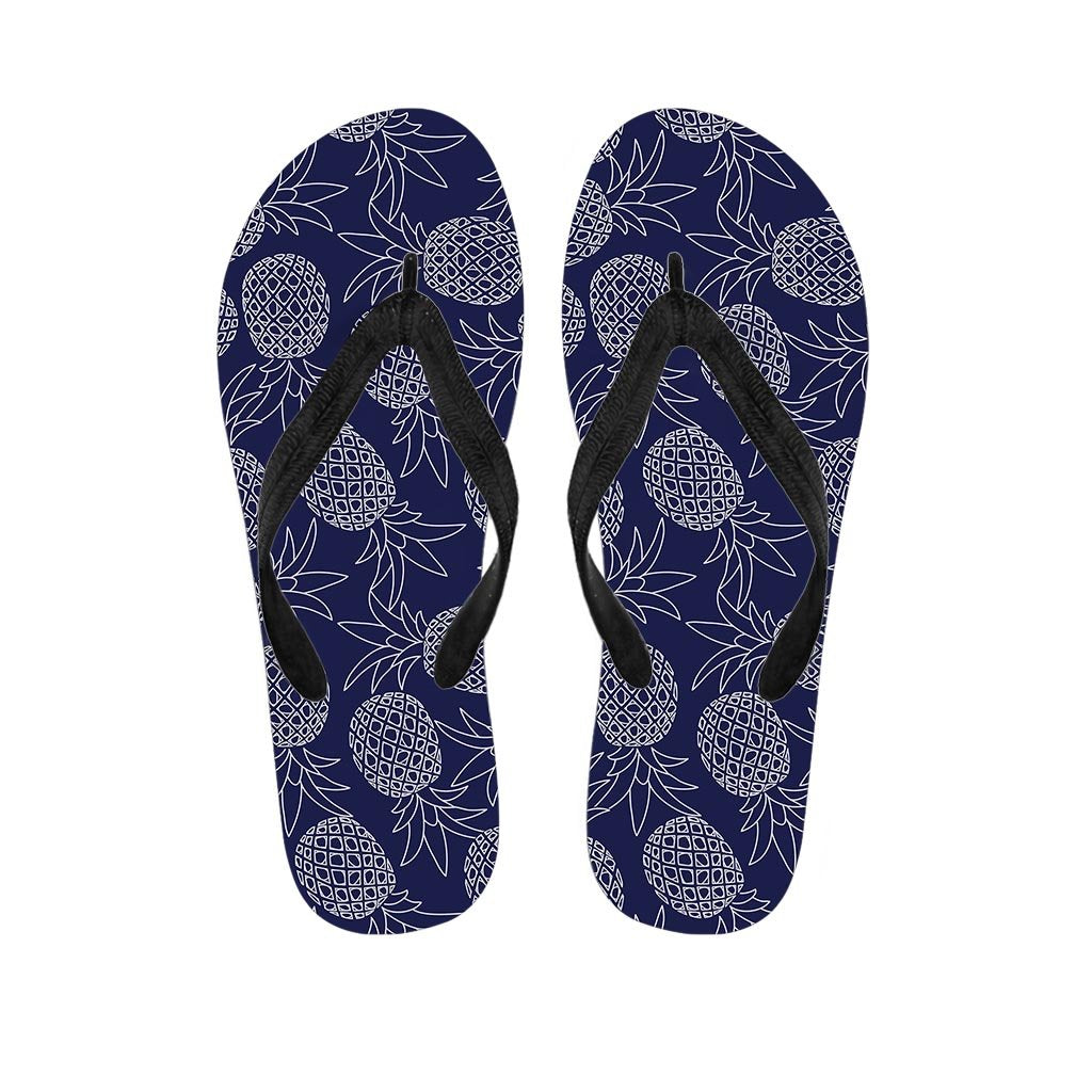 Blue Pine Pineapple Print Men's Flip Flops-grizzshop