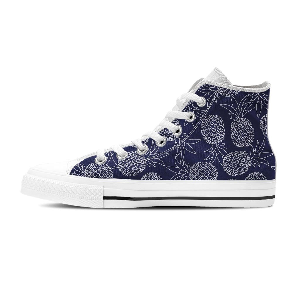 Blue Pine Pineapple Print Men's High Top Shoes-grizzshop