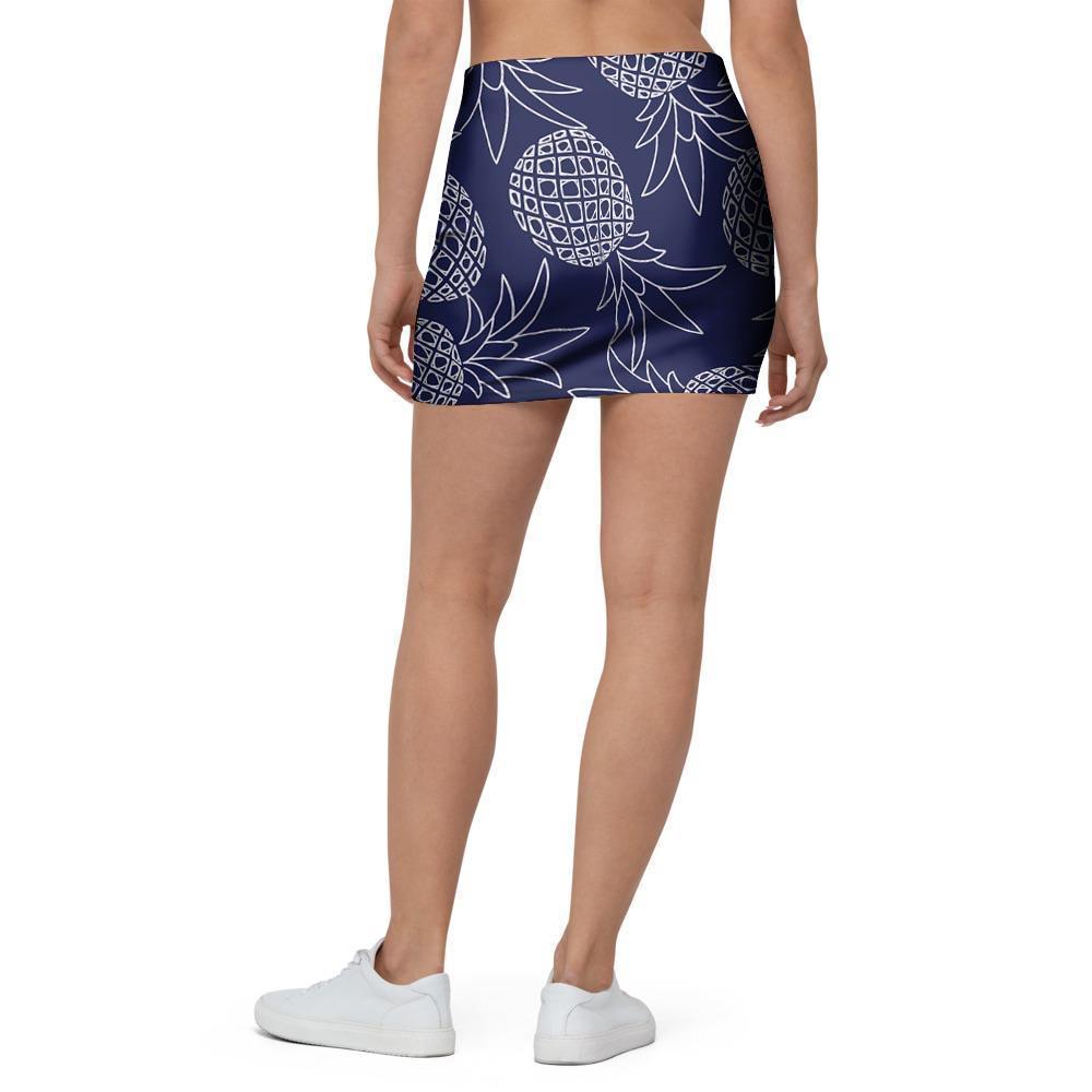 Blue Pine Pineapple Print Mini Skirt-grizzshop