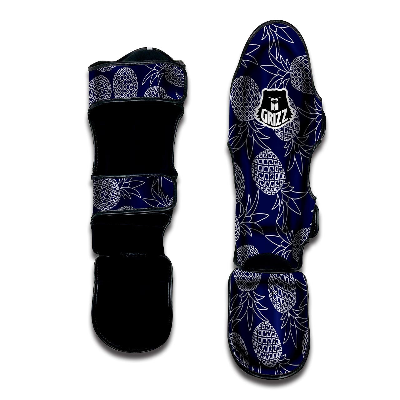 Blue Pine Pineapple Print Muay Thai Shin Guard-grizzshop