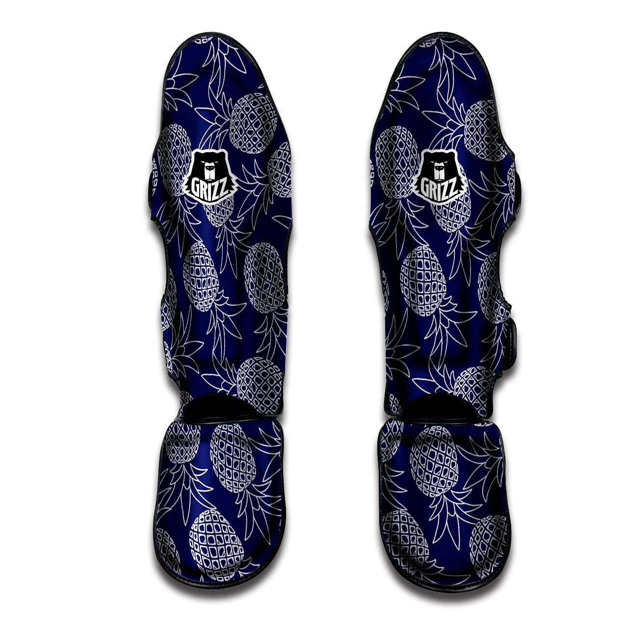 Blue Pine Pineapple Print Muay Thai Shin Guard-grizzshop