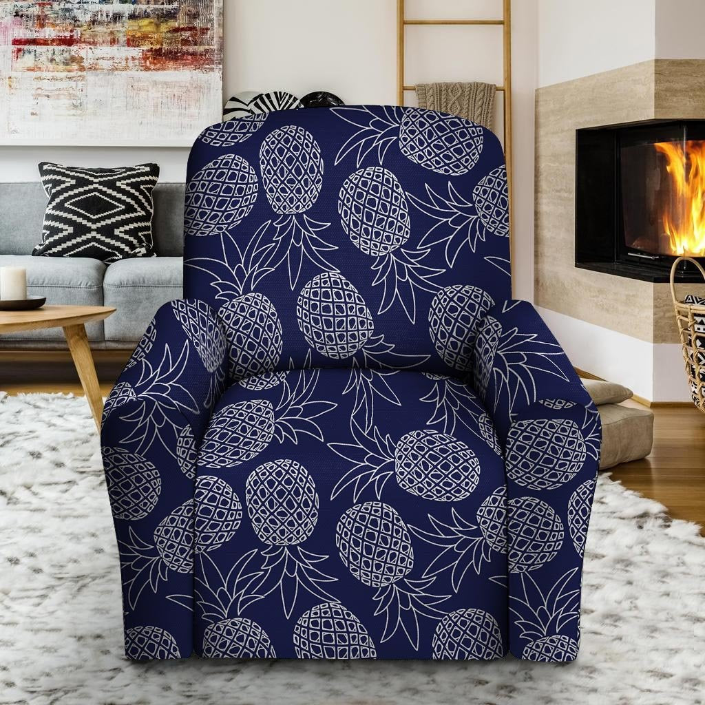 Blue Pine Pineapple Print Recliner Cover-grizzshop