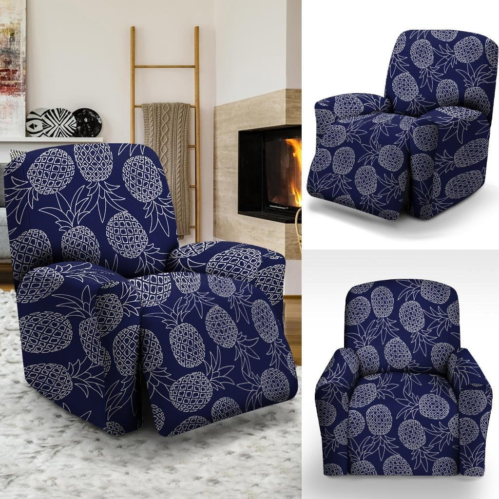 Blue Pine Pineapple Print Recliner Cover-grizzshop