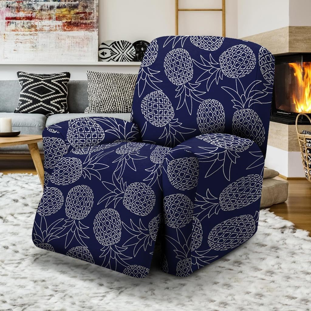 Blue Pine Pineapple Print Recliner Cover-grizzshop