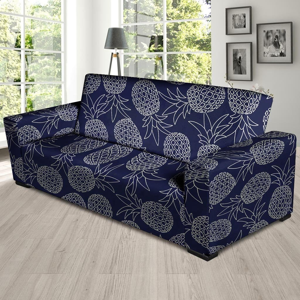 Blue Pine Pineapple Print Sofa Cover-grizzshop