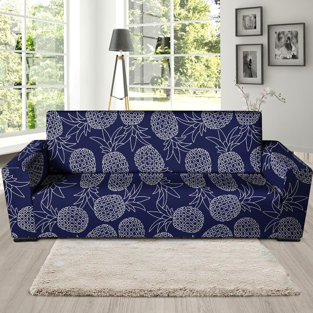 Blue Pine Pineapple Print Sofa Cover-grizzshop