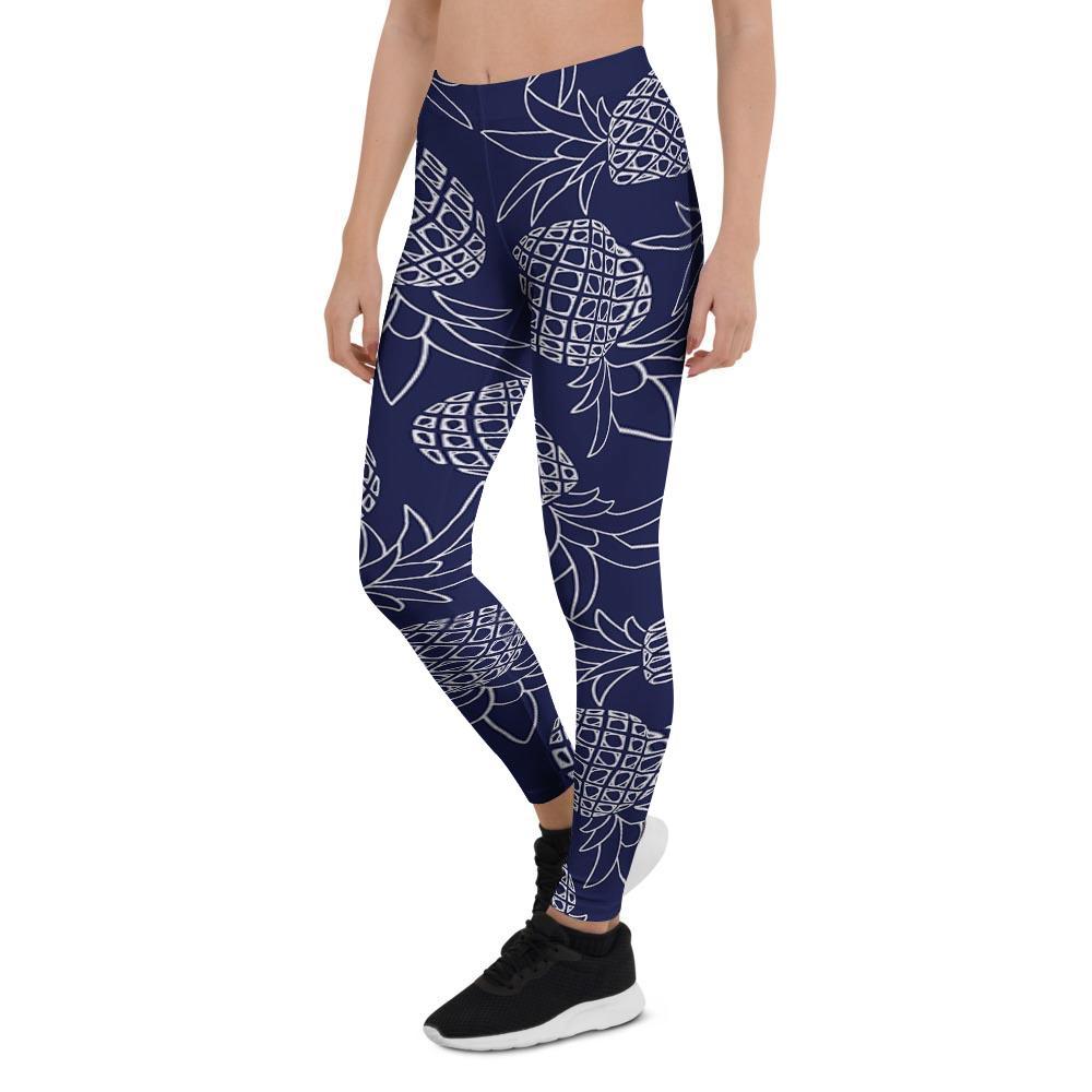 Blue Pine Pineapple Print Women's Leggings-grizzshop