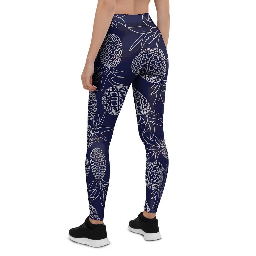 Blue Pine Pineapple Print Women's Leggings-grizzshop