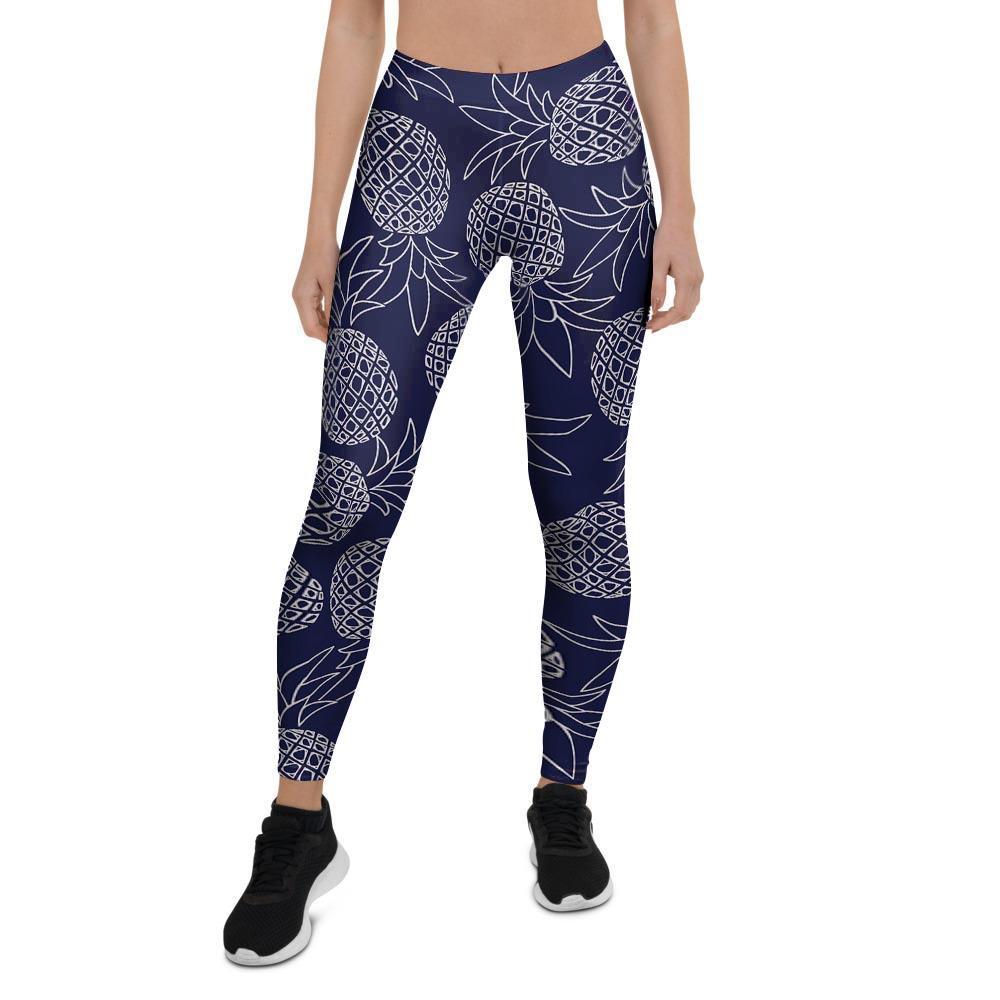 Blue Pine Pineapple Print Women's Leggings-grizzshop