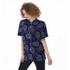 Blue Pine Pineapple Print Women's Short Sleeve Shirts-grizzshop