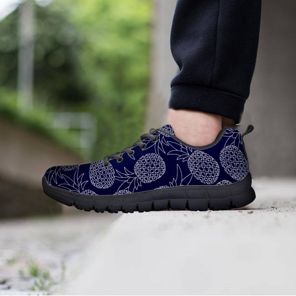 Blue Pine Pineapple Print Women's Sneakers-grizzshop