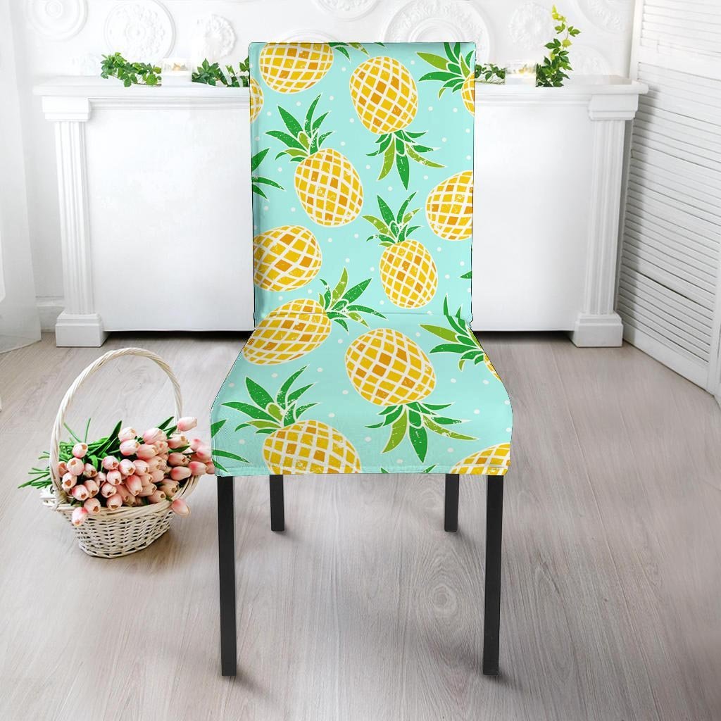 Blue Pineapple Print Chair Cover-grizzshop