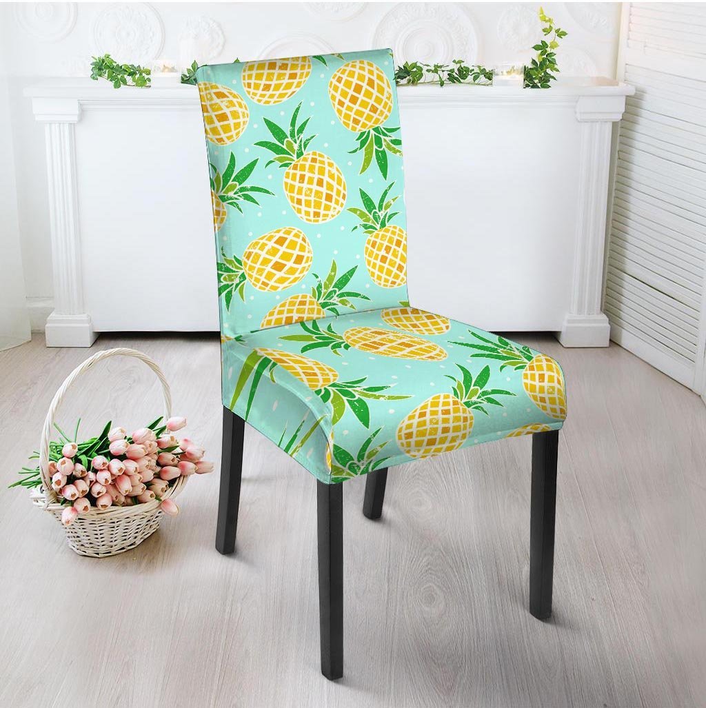 Blue Pineapple Print Chair Cover-grizzshop