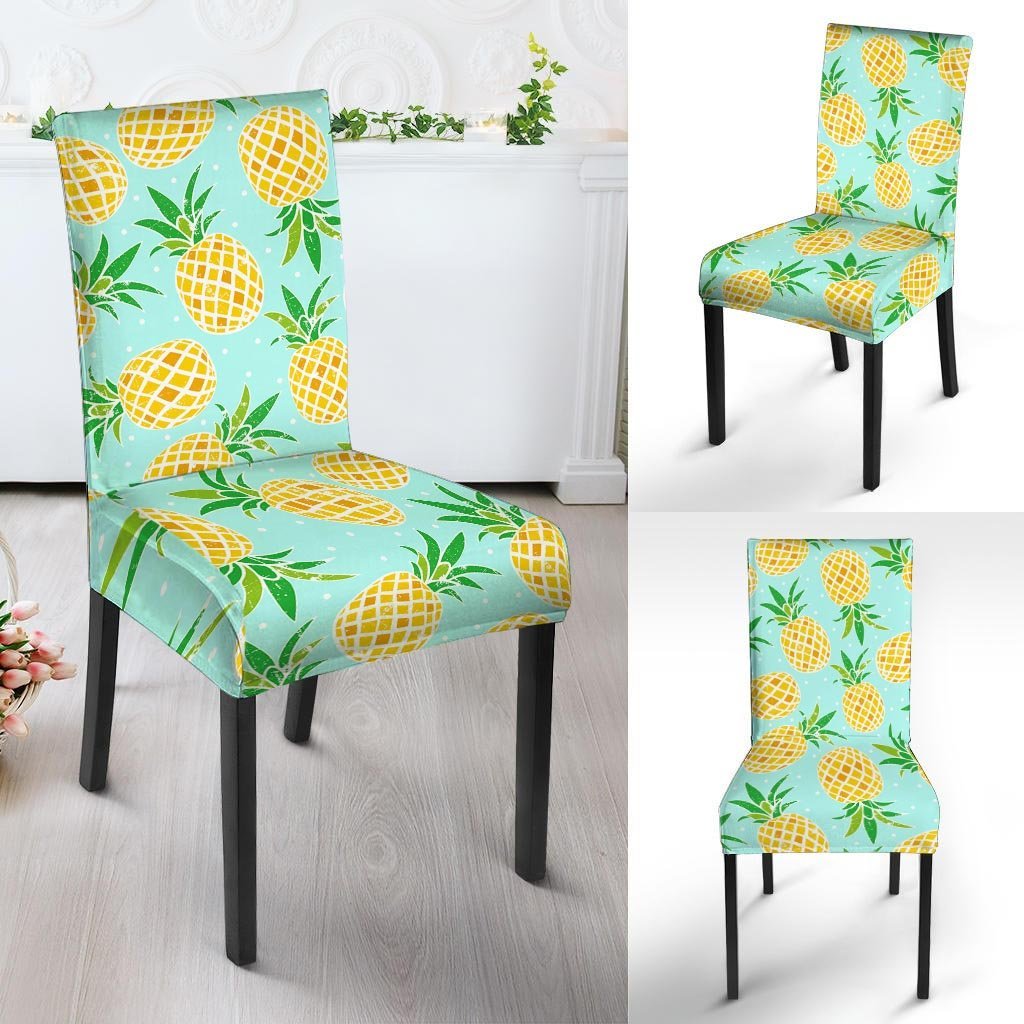 Blue Pineapple Print Chair Cover-grizzshop