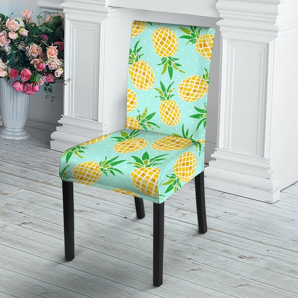 Blue Pineapple Print Chair Cover-grizzshop