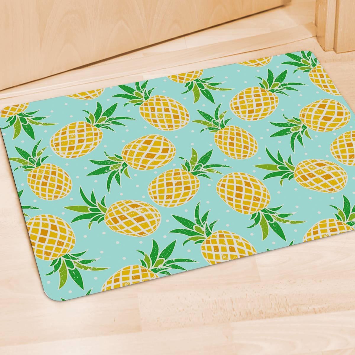Blue Pineapple Print Door Mat-grizzshop