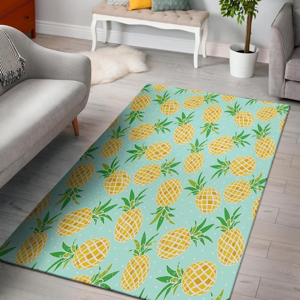 Blue Pineapple Print Floor Mat-grizzshop