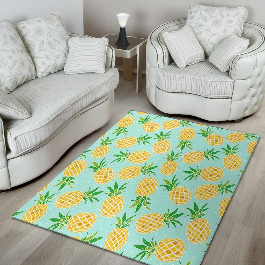 Blue Pineapple Print Floor Mat-grizzshop