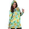 Blue Pineapple Print Hoodie Dress-grizzshop