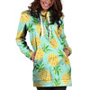 Blue Pineapple Print Hoodie Dress-grizzshop