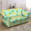 Blue Pineapple Print Loveseat Cover-grizzshop