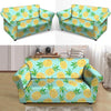 Blue Pineapple Print Loveseat Cover-grizzshop