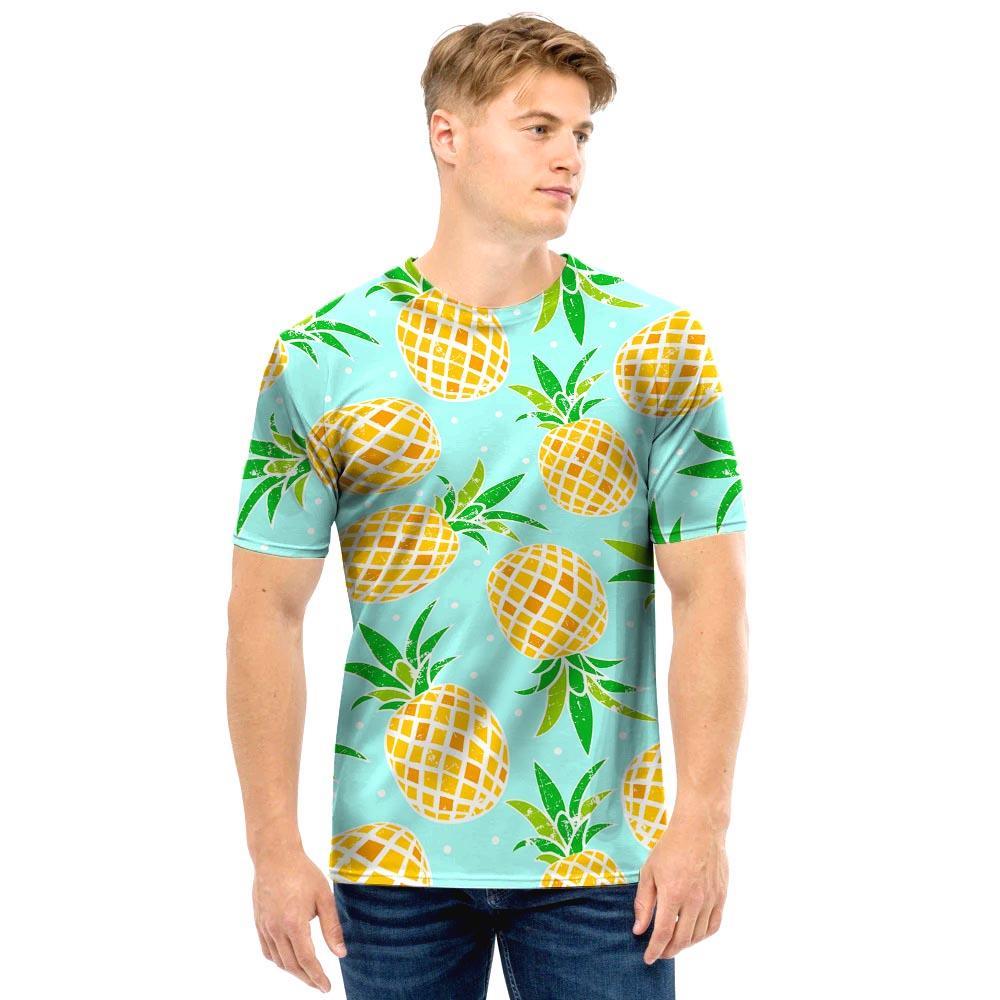 Blue Pineapple Print Men T Shirt-grizzshop
