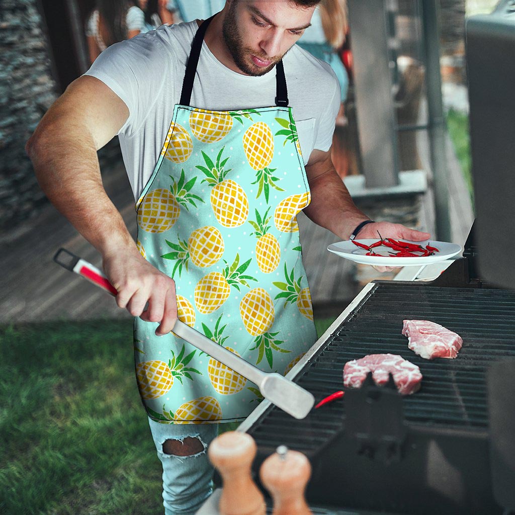 Blue Pineapple Print Men's Apron-grizzshop