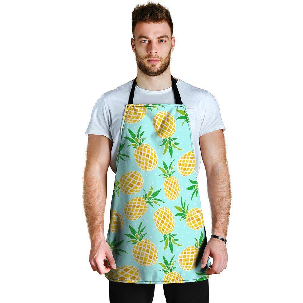 Blue Pineapple Print Men's Apron-grizzshop