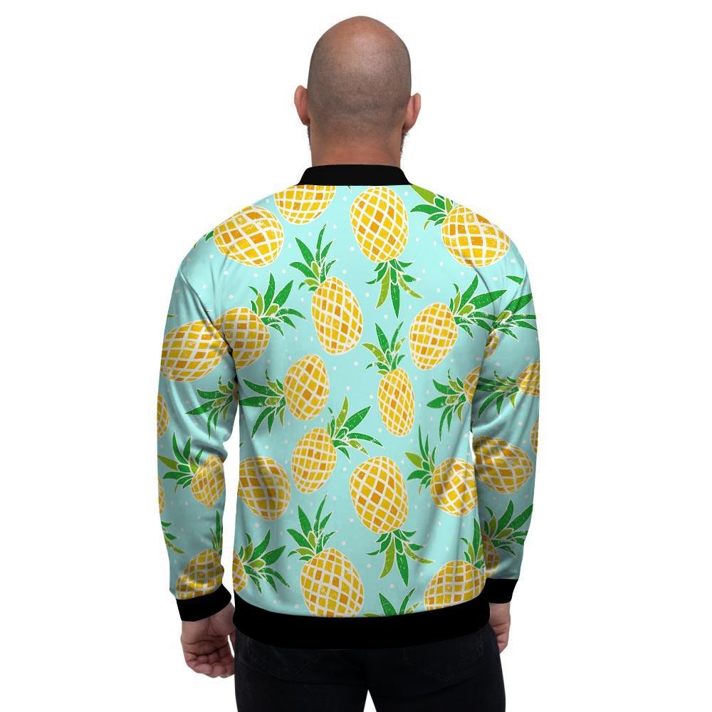 White Tropical Pineapple Pattern Print Men's Bomber Jacket – GearFrost