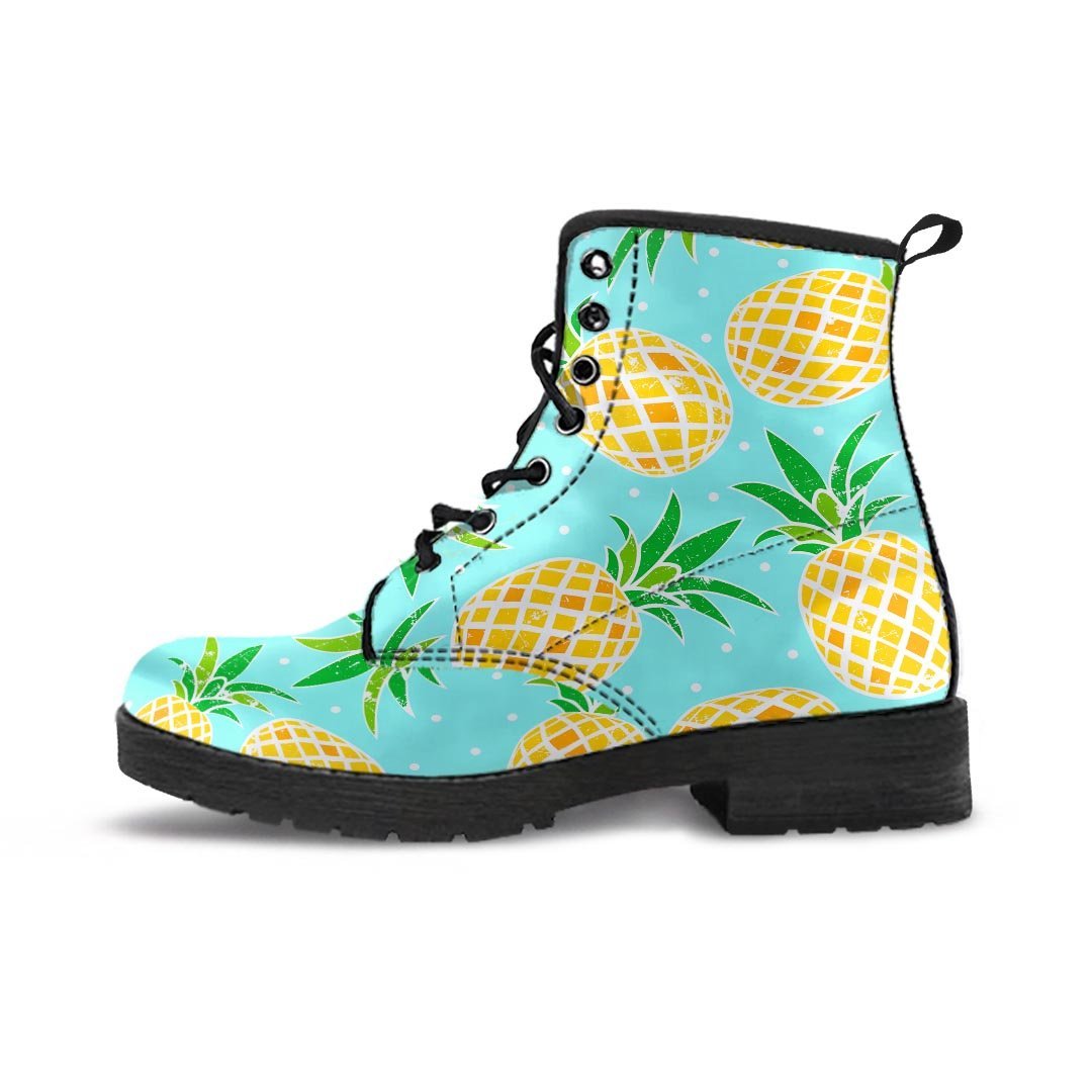 Blue Pineapple Print Men's Boots-grizzshop