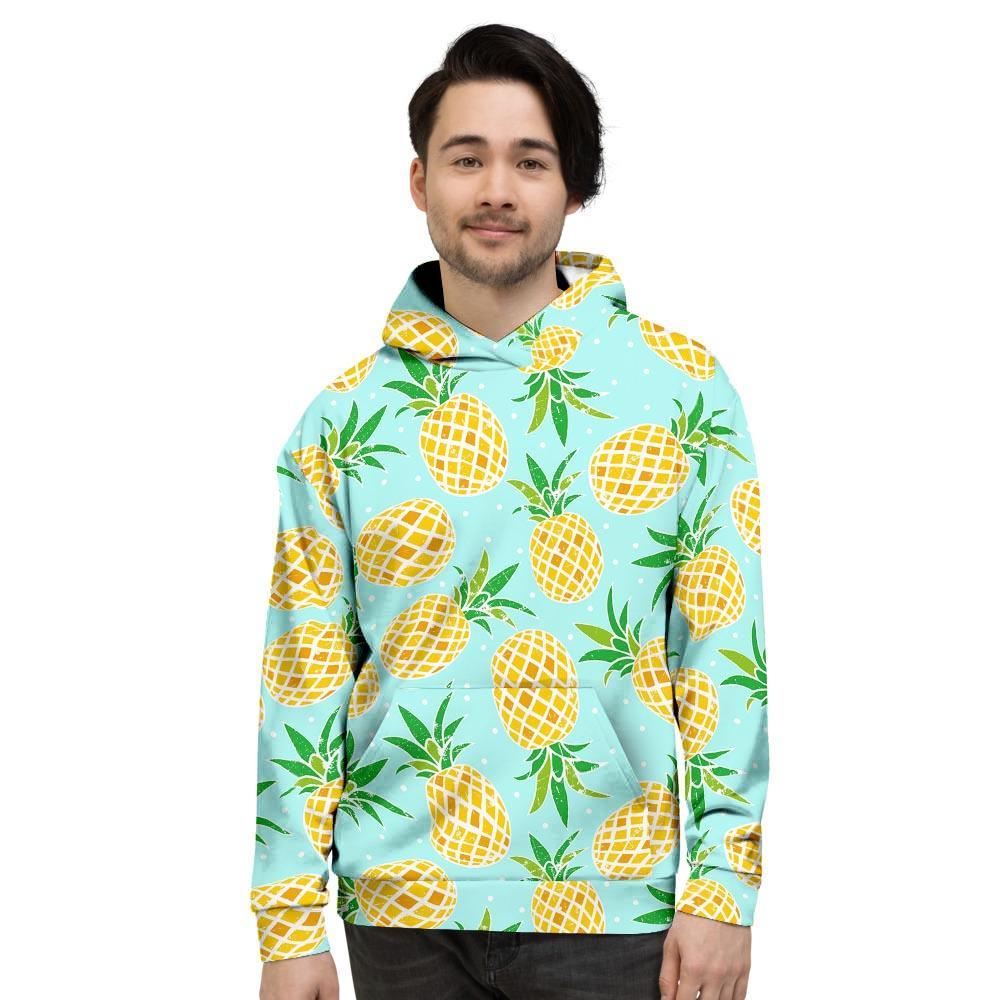 Blue Pineapple Print Men's Hoodie-grizzshop