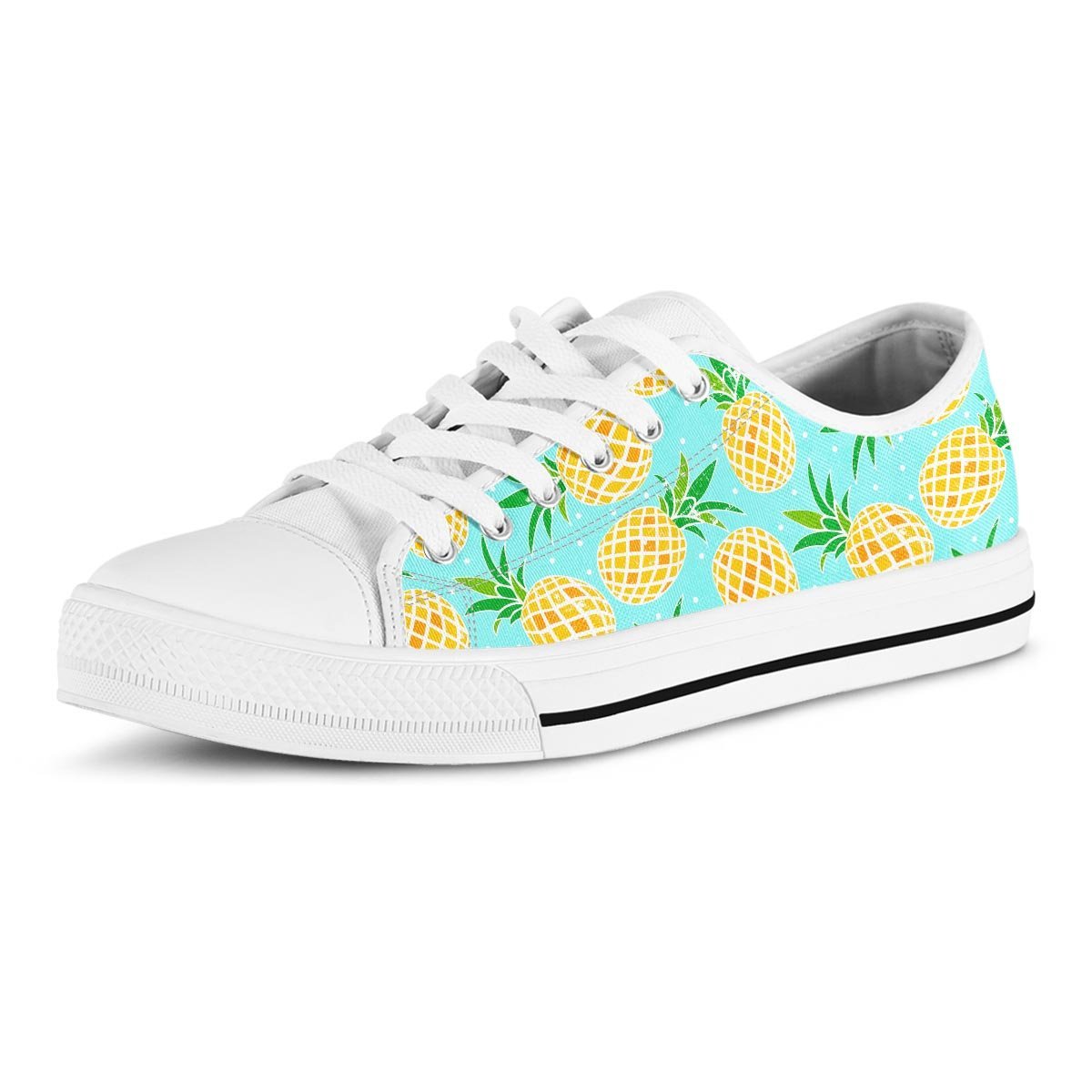 Blue Pineapple Print Men's Low Top Shoes-grizzshop