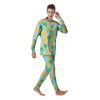 Blue Pineapple Print Men's Pajamas-grizzshop