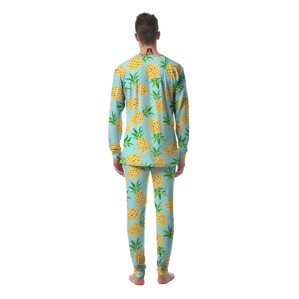 Blue Pineapple Print Men's Pajamas-grizzshop