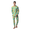 Blue Pineapple Print Men's Pajamas-grizzshop